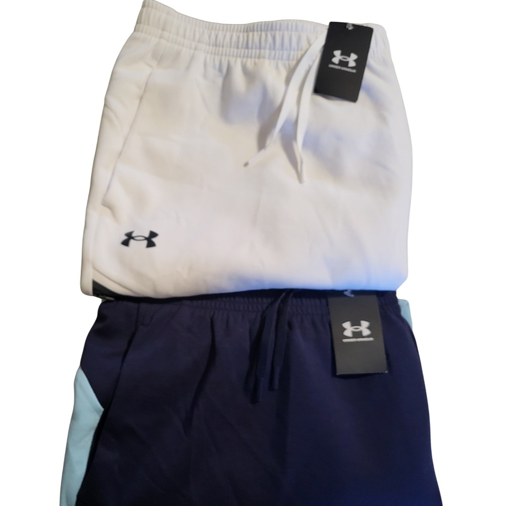 Under Armour Unstoppable 2pack Fleece Joggers 4XL men White/Navy Blue Light Blue - Picture 2 of 8